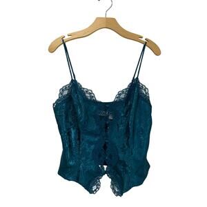 Victoria’s Secret Teal Lace Camisole Tank Size M NWT Vintage Lingerie
